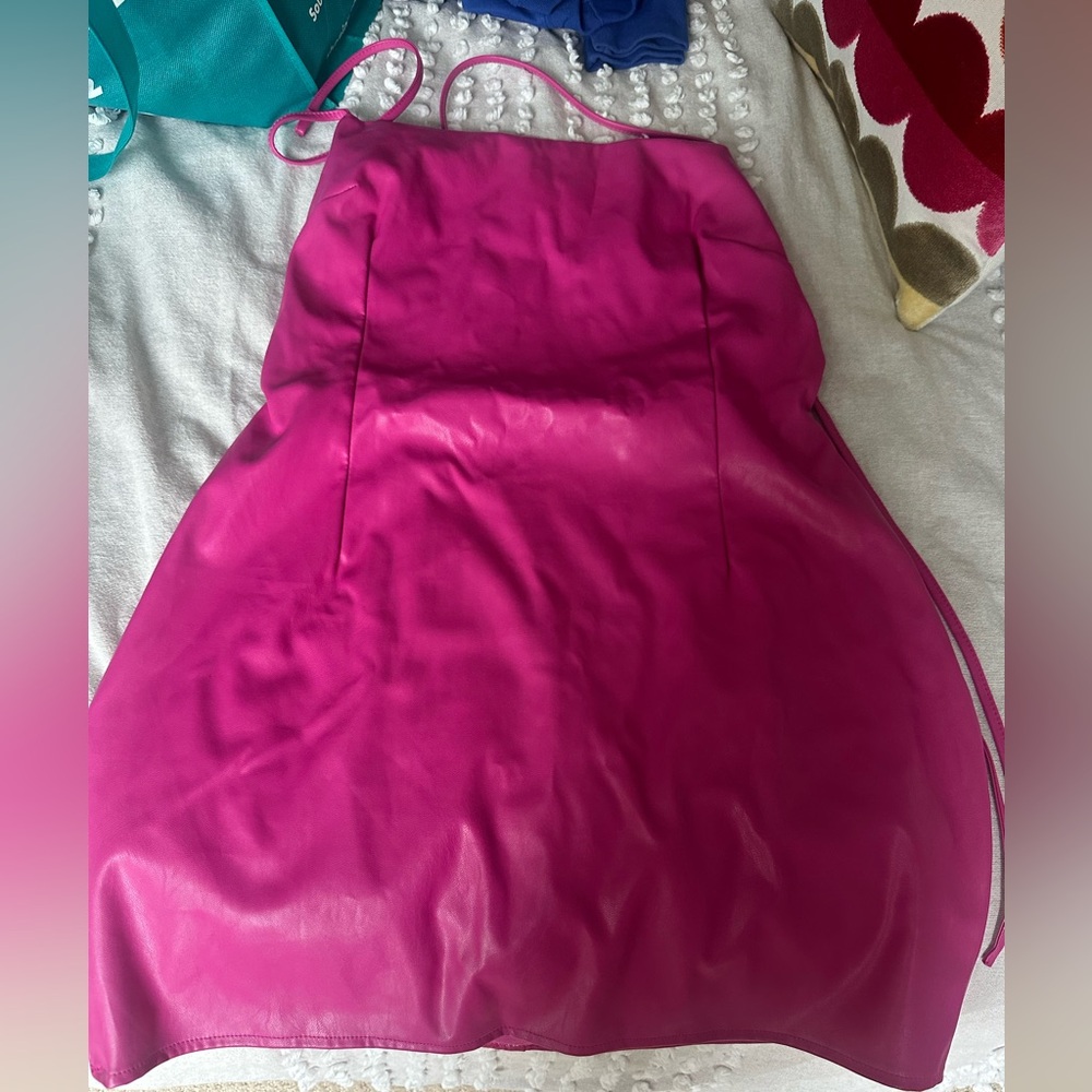 Vibrant Pink leather Dress by Brooklyn Karma